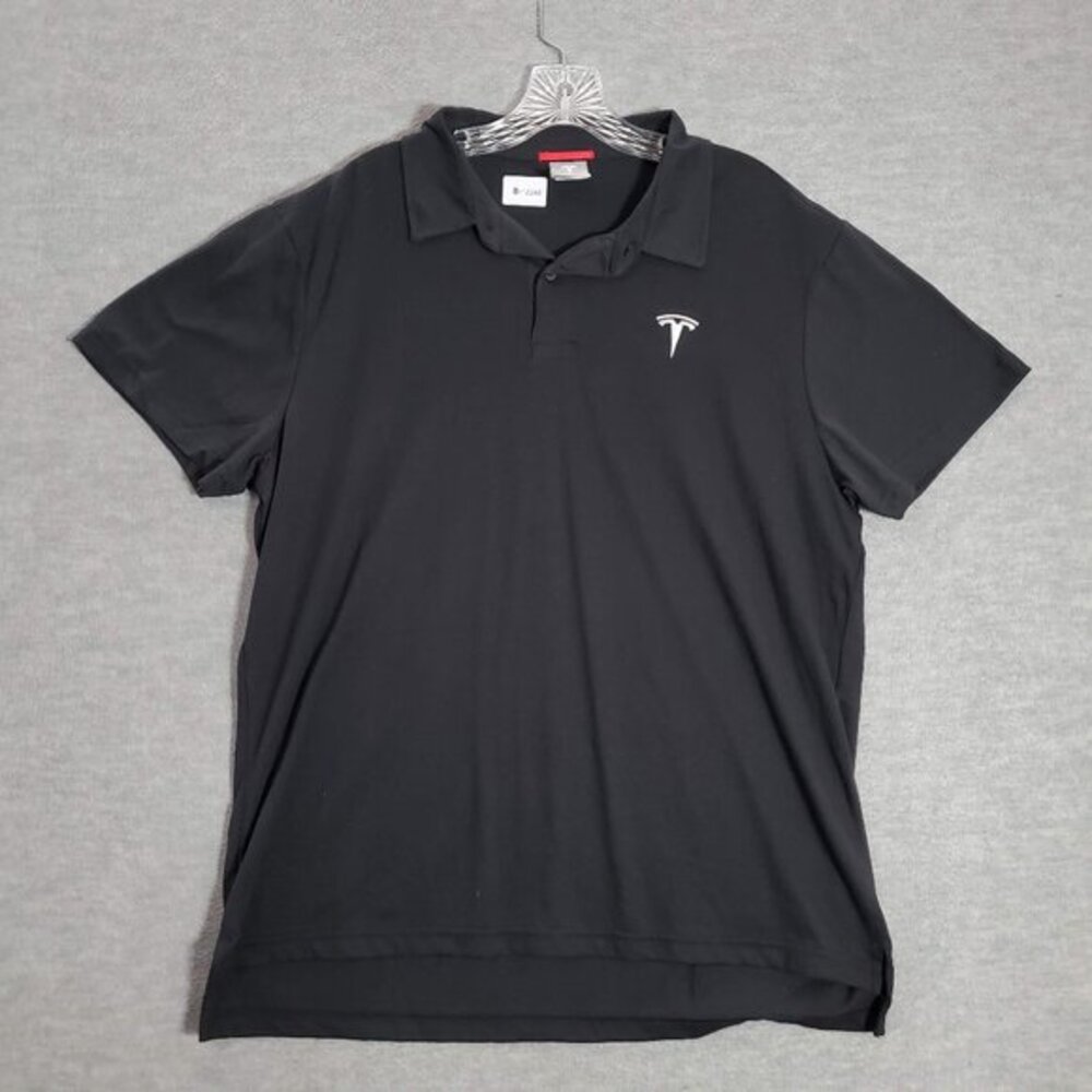 Tesla Men Polo Shirt XL Black Logo Embroidered Collar‎ Short Sleeve